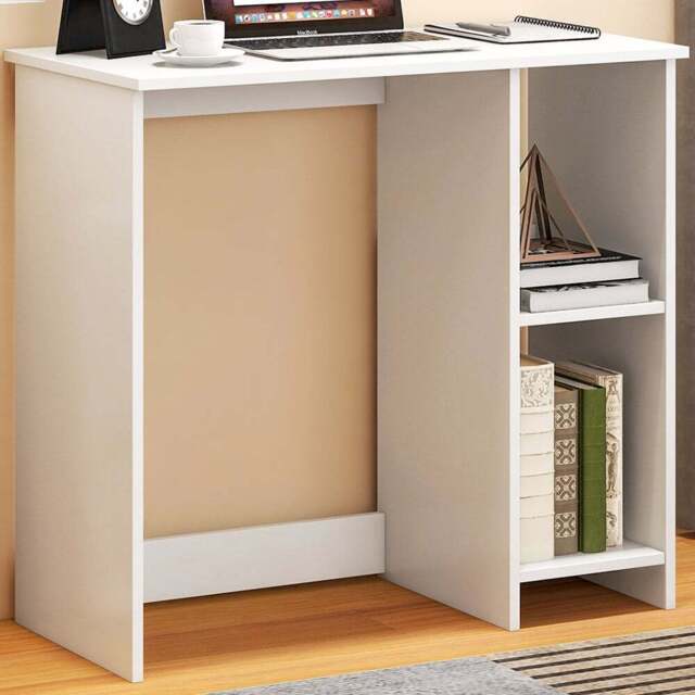 Costway 2 Shelf Small Computer Desk White - Size: 92 x 50 x 11cm - Wilko - image 1