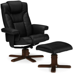 Julian Bowen Malmo Black Faux Leather Swivel Recliner Chair with Footrest - Size: Single - Wilko - thumbnail 3