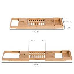 Portland Extendable Bamboo Bathtub Shelf - Size: 105 x 22cm - Wilko - thumbnail 4