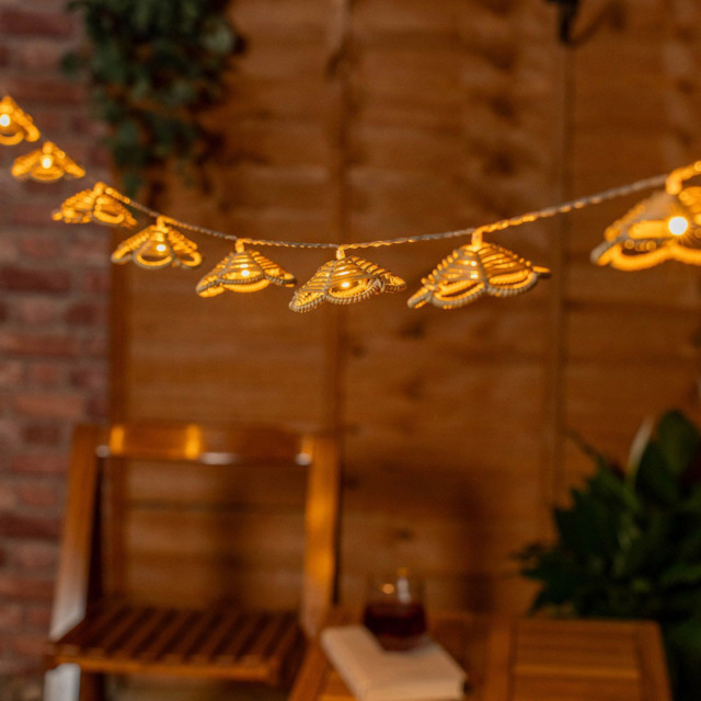 ValueLights Rattan Flower Battery Operated Outdoor Garden String Light 10 Pack - Size: 6.3 x 238 x 6.3cm - Yellow - Wilko - image 1