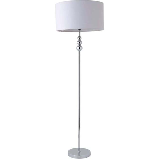 ValueLights Marissa Reni Grey Shade and Chrome Ball LED Floor Lamp - Size: 145 x 45 x 45cm - Silver - Wilko - image 1