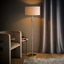 ValueLights Marissa Reni Grey Shade and Chrome Ball LED Floor Lamp - Size: 145 x 45 x 45cm - Silver - Wilko - thumbnail 7