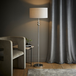 ValueLights Marissa Reni Grey Shade and Chrome Ball LED Floor Lamp - Size: 145 x 45 x 45cm - Silver - Wilko - thumbnail 3