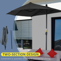 Outsunny Black Crank Handle Half Parasol 2m - Size: 137 x 24.5 x 13.5cm - Wilko - thumbnail 7