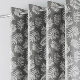 Enhanced Living Oakland Grey Leaf Print Blackout Eyelet Thermal Curtains 168 x 183cm - Wilko - thumbnail 3