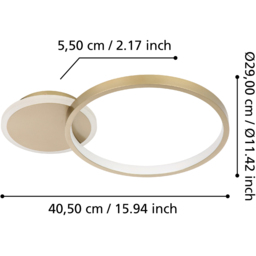 Gafares LED Gold/White Flush Light - Size: 5.5 x 29 x 40.5cm - EGLO - Wilko - thumbnail 5
