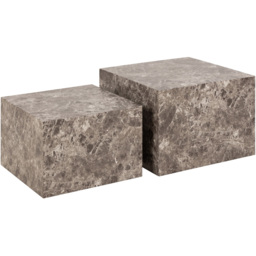 Florence Dice Light Brown Emperador Rough Paper Square Coffee Table Set of 2 - Size: 40 x 58 x 58cm - Furniture To Go - Wilko - thumbnail 3