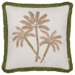 furn. Green Palm Embroidered Polyester Filled Cushion 45 x 45cm - Wilko