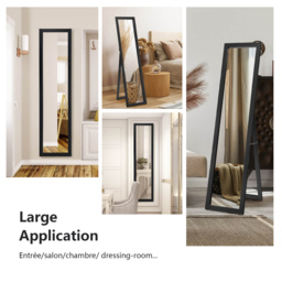 Costway Black Wooden Full Length Mirror 153 x 37cm - Size: 165 x 46 x 11cm - Wilko - thumbnail 5