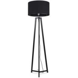 ValueLights Lottie Black Fabric Drum Shade Black Wood Tripod LED Floor Lamp - Size: 148 x 45 x 45cm - Wilko