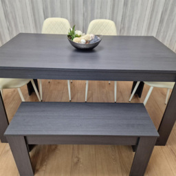 Kosy Koala 6 Seater Faux Leather Gem Pattern Dining Bench Set Dark Grey and Cream - Multi - Portland - Wilko - thumbnail 7