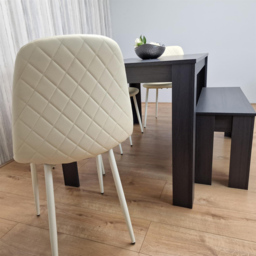 Kosy Koala 6 Seater Faux Leather Gem Pattern Dining Bench Set Dark Grey and Cream - Multi - Portland - Wilko - thumbnail 6