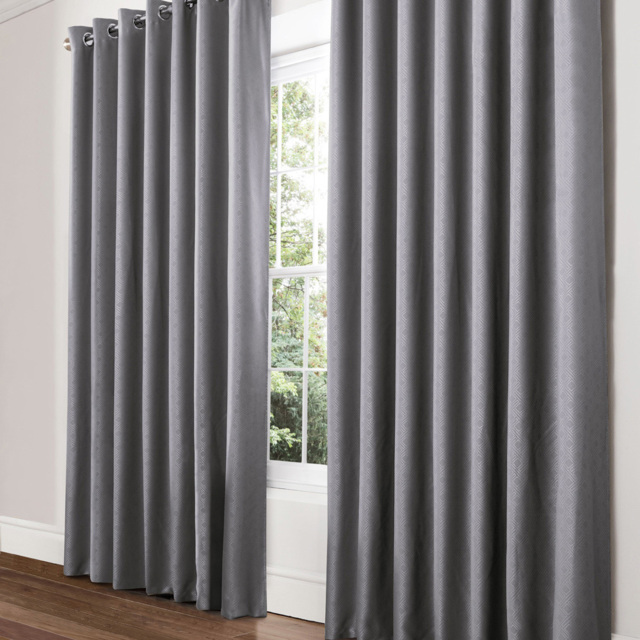 Alan Symonds Amond Silver Blackout Ring Top Eyelet Curtains 228 x 183cm - Size: W 228 x D 183cm - Wilko - image 1