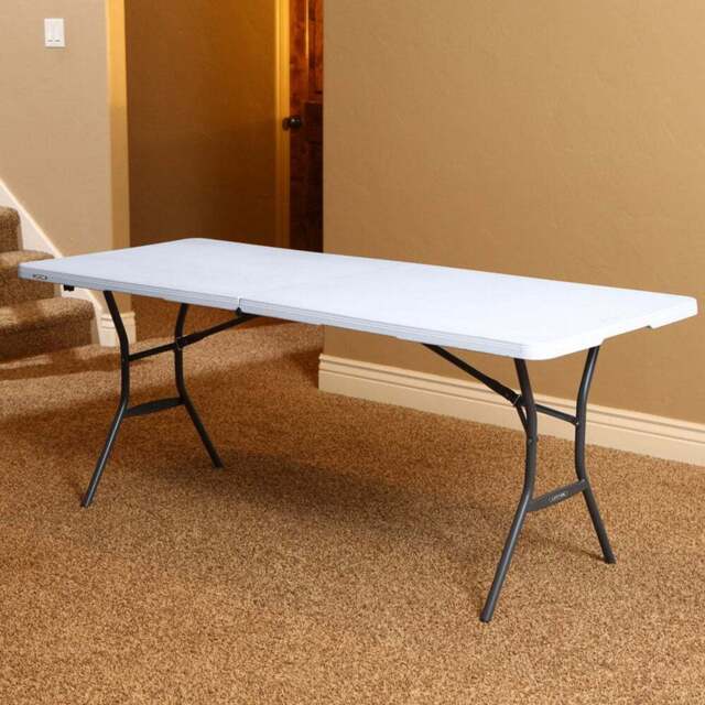 Lifetime Products Fold In Half Light Commercial Table - Size: 73.7 x 183.8 x 76.2cm - White - Wilko - image 1