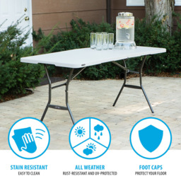 Lifetime Products Fold In Half Light Commercial Table - Size: 73.7 x 183.8 x 76.2cm - White - Wilko - thumbnail 7