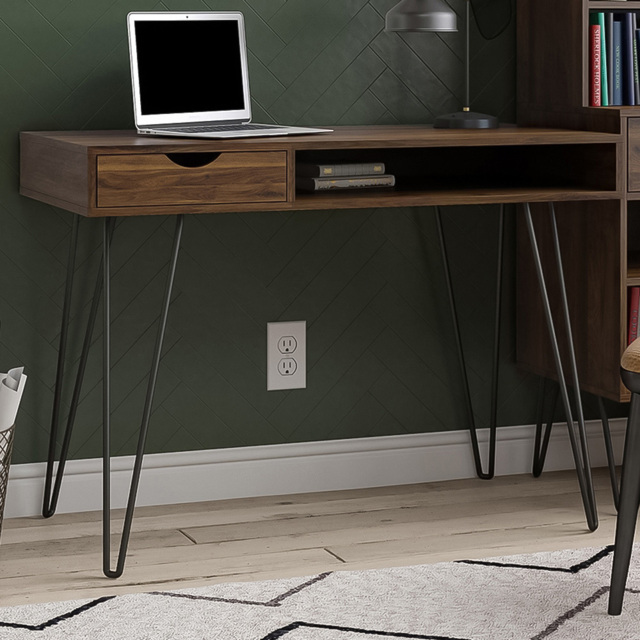 Novogratz Harmony Single Drawer Laptop Desk Walnut - Size: 77 x 104 x 49cm - Wilko - image 1