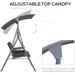 Outsunny 2 Seater Grey Steel Swing Chair with Table and Canopy - Wilko - thumbnail 4
