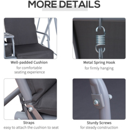 Outsunny 2 Seater Grey Steel Swing Chair with Table and Canopy - Wilko - thumbnail 6