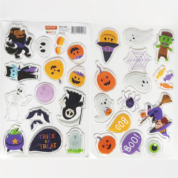 Walplus Spooky Creatures Cute Halloween Double Sided Reusable Gel Window Sticker 28 Piece - Size: 0.3 x 30 x 55cm - Orange - Wilko - thumbnail 4