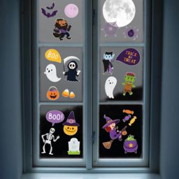 Walplus Spooky Creatures Cute Halloween Double Sided Reusable Gel Window Sticker 28 Piece - Size: 0.3 x 30 x 55cm - Orange - Wilko - thumbnail 3