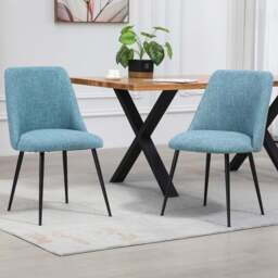 Artemis Home Morandi Set of 2 Teal Fabric Dining Chairs - Blue - Wilko