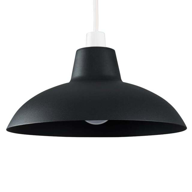 ValueLights Civic Metro Style Matt Black Metal Retro Pendant Light Shade - Size: 12 x 28.8 x 28.8cm - Wilko - image 1