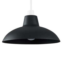 ValueLights Civic Metro Style Matt Black Metal Retro Pendant Light Shade - Size: 12 x 28.8 x 28.8cm - Wilko