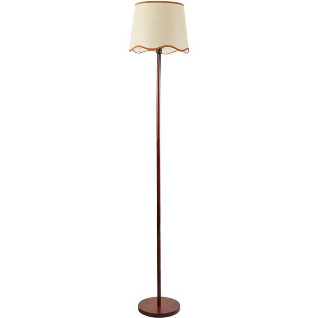 ValueLights Heather Scallop Rust Trim Shade Dark Wood Stem LED Floor Lamp - Cream - Wilko - image 1
