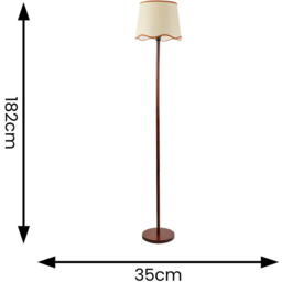 ValueLights Heather Scallop Rust Trim Shade Dark Wood Stem LED Floor Lamp - Cream - Wilko - thumbnail 5