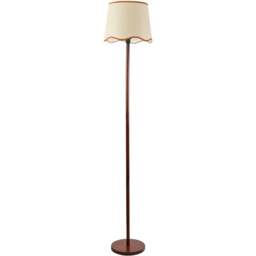 ValueLights Heather Scallop Rust Trim Shade Dark Wood Stem LED Floor Lamp - Cream - Wilko