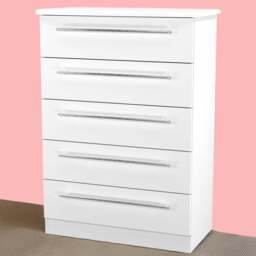 Crowndale Sherwood 5 Drawer Porcelain Matt Chest of Drawers - White - Wilko