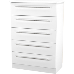 Crowndale Sherwood 5 Drawer Porcelain Matt Chest of Drawers - White - Wilko - thumbnail 5