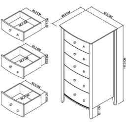 Bentley Designs Whitby 5 Drawer Scandi Oak and Soft Grey Tall Chest of Drawer - Wilko - thumbnail 5