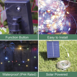 GardenKraft Multicolour 200 Micro Solar LED String Light - Size: 15 x 12.5 x 8cm - Wilko - thumbnail 7