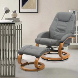 Living and Home Grey Executive Office Reclining Chair with Footstool - Wilko - thumbnail 7