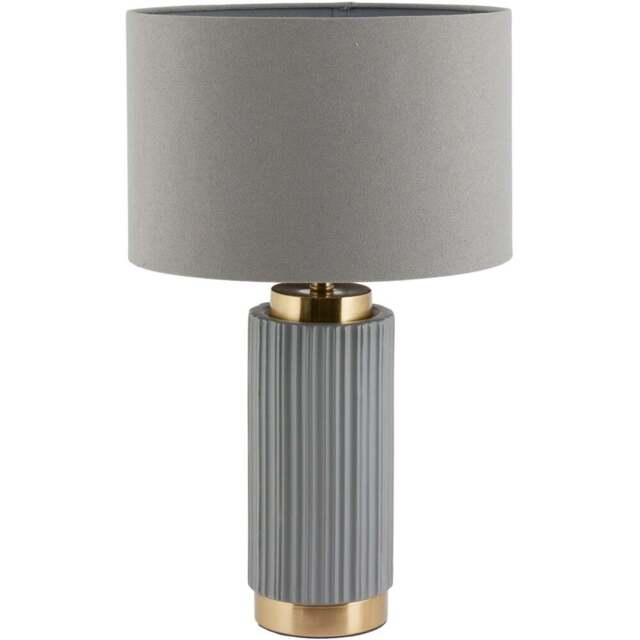 Pacific Lifestyle Ionic Grey Textured Ceramic and Gold Metal Table Lamp - Wilko - image 1