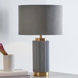 Pacific Lifestyle Ionic Grey Textured Ceramic and Gold Metal Table Lamp - Wilko - thumbnail 3
