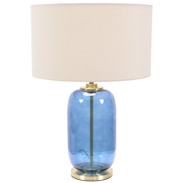 ValueLights Leigh Reni Cream Shade Navy Blue Glass LED Table Lamp - Size: 52.5 x 45 x 45cm - Wilko - image 1