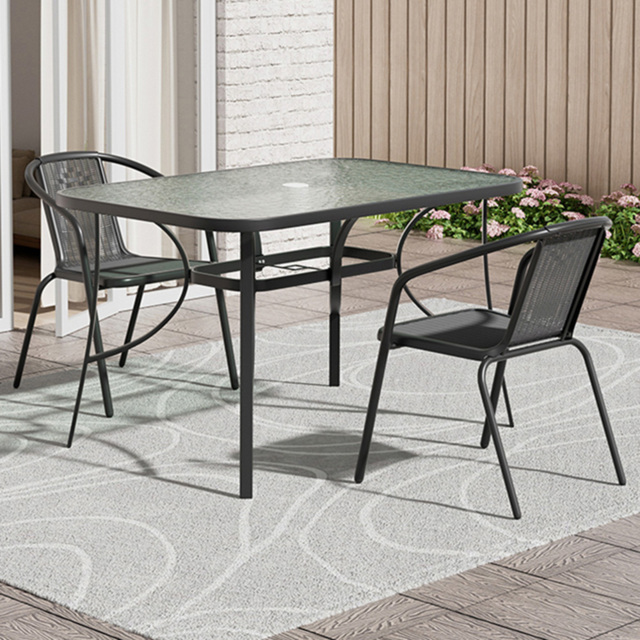 Living and Home PE Rattan 2 Seater Black Tempered Glass Dining Set - Wilko - image 1