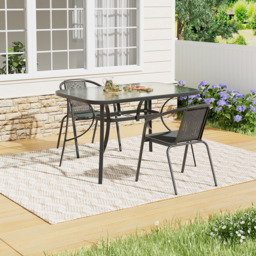 Living and Home PE Rattan 2 Seater Black Tempered Glass Dining Set - Wilko - thumbnail 6