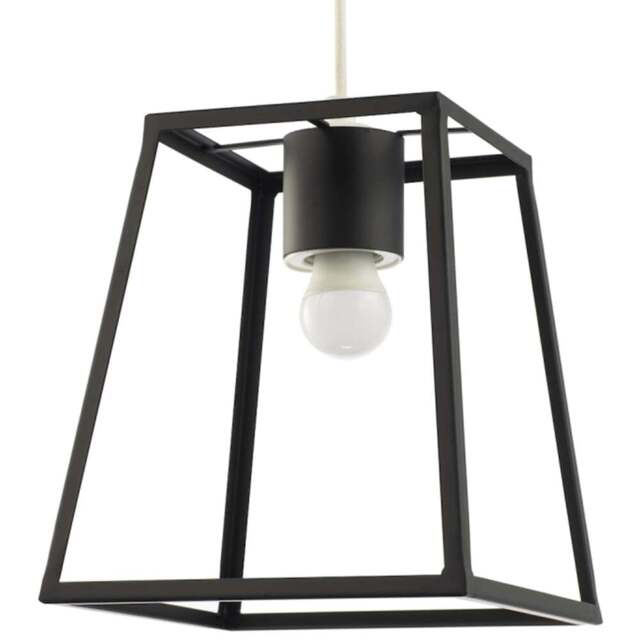 Happy Homewares Industrial Lantern Matte Black Square Top and Bottom Pendant Shade - Size: 25 x 21 x 21cm - Wilko - image 1