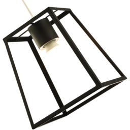 Happy Homewares Industrial Lantern Matte Black Square Top and Bottom Pendant Shade - Size: 25 x 21 x 21cm - Wilko - thumbnail 4