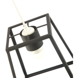 Happy Homewares Industrial Lantern Matte Black Square Top and Bottom Pendant Shade - Size: 25 x 21 x 21cm - Wilko - thumbnail 7