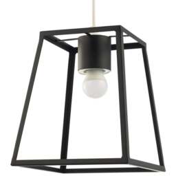 Happy Homewares Industrial Lantern Matte Black Square Top and Bottom Pendant Shade - Size: 25 x 21 x 21cm - Wilko