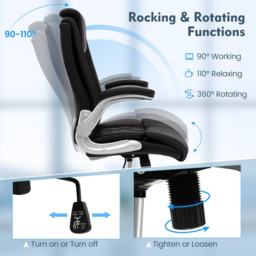 Costway Black PU Leather Office Chair with Adjustable Headrest - Size: 68.5 x 57 x 33cm - Wilko - thumbnail 5