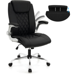 Costway Black PU Leather Office Chair with Adjustable Headrest - Size: 68.5 x 57 x 33cm - Wilko - thumbnail 3