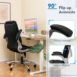 Costway Black PU Leather Office Chair with Adjustable Headrest - Size: 68.5 x 57 x 33cm - Wilko - thumbnail 7