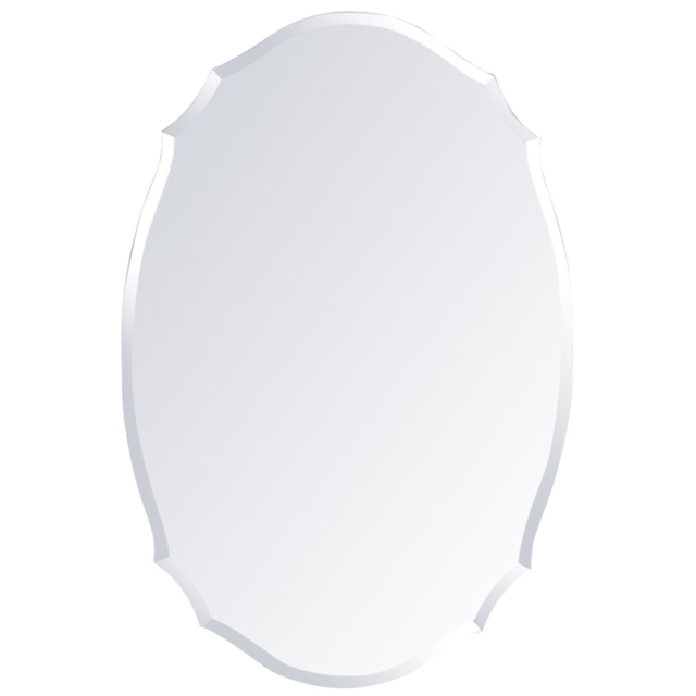 Living and Home Nordic Wall Mounted Ellipse Shaped Mirror with Beveled Edge - Size: 60 x 40cm - White - Wilko - image 1