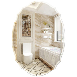 Living and Home Nordic Wall Mounted Ellipse Shaped Mirror with Beveled Edge - Size: 60 x 40cm - White - Wilko - thumbnail 4