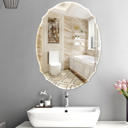 Living and Home Nordic Wall Mounted Ellipse Shaped Mirror with Beveled Edge - Size: 60 x 40cm - White - Wilko - thumbnail 3